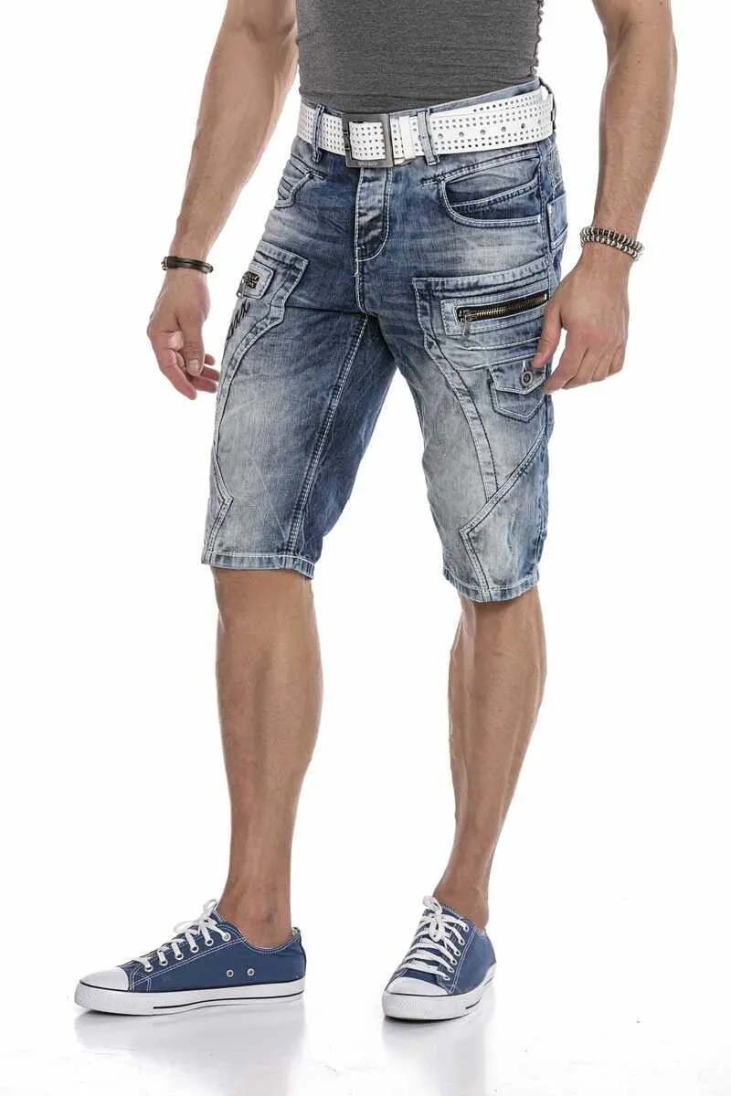 CK101 Herren Capri Shorts mit trendigen Ziernähten
